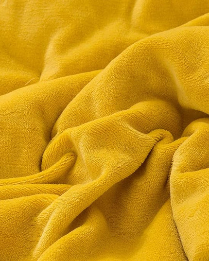 Luxlovery Mustard Velvet Comforter Set King Dark Yellow Fluffy Bedding Comforter Set Women Men Solid Heavyweight Winter Thick Warm Plush Flannel Comforter Set for Adults Teens…
