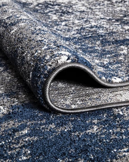 Keen Home Design Area Rugs - 5x8 Non-Shedding, Abstract Rugs for Kitchen, Living Room, Bedroom, Dining Room, Entryway - Size: 5'3" x 7'7", Navy/Grey/White
