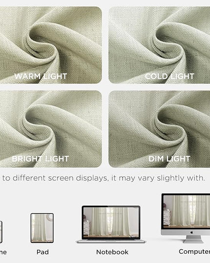 Joydeco Linen Curtains 108 Inch Length 2 Panel Sets,Light Filtering Curtains for Bedroom 52 Inch Wide Living Room Drapes with Back Tabs & Rod Pockets (W52 x L108 Inch, Oatmeal)