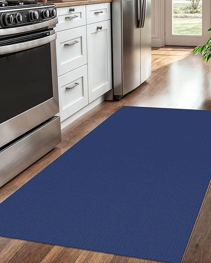 KOZYFLY Washable Entryway Rug 3x5 Ft Area Rugs Cotton Rubber Backed Throw Rugs Indoor Door Mat Kitchen Rugs Braided Floor Carpet for Front Entrance Bathroom Kitchen Living Room, Royal Blue