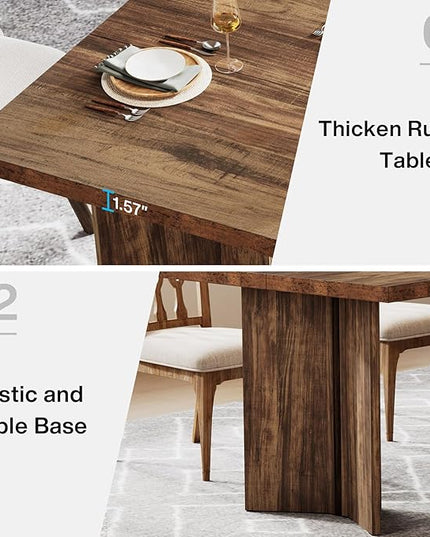 Tribesigns 63-inch Dining Table for 4-6, Farmhouse Kitchen Table with Large Tabletop, Rectangular Dinner Eating Table for Dining Room, Living Room, Kitchen, Dark Brown