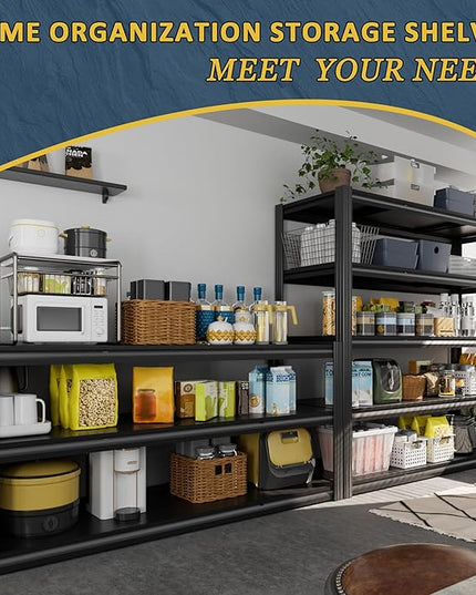 60" W Garage Shelving Heavy Duty,5 Tier Storage Shelves,3030LBS Adjustable Shelf Unit, Metal Garage Shelving for Warehouse Industrial Basement, 72" H × 60" W × 24" D, Black