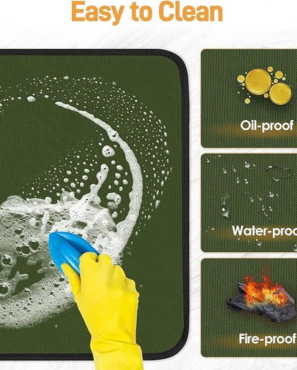 Heat Resistant Mats for Countertop - Fireproof 16x24 in Heat Resistant Mats for Air Fryer - Kitchen Countertop Protector Hot Pad for Air Fryer, Coffee Maker, Stand Mixer, Oven 2PCS - Green