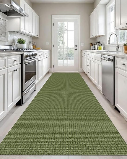 KOZYFLY Long Runners for Hallways 3x12 ft Washable Kitchen Runner Non Slip Rubber Backed Hallway Rugs Cotton Entryway Runner Rug Floor Carpet for Indoor Hall, Kitchen, Bright Green/Earthy Green