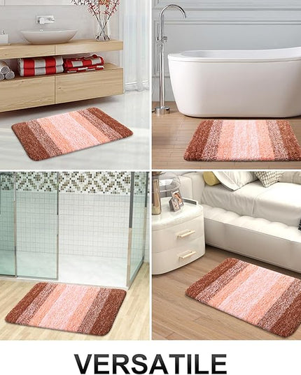 OLANLY Bathroom Rug Set 2 Piece, Soft Absorbent Microfiber Bath Rug Set, Non-Slip, Machine Wash Dry, Plush Shaggy Bath Mats for Bathroom (47"x20"+24"x16", Orange)