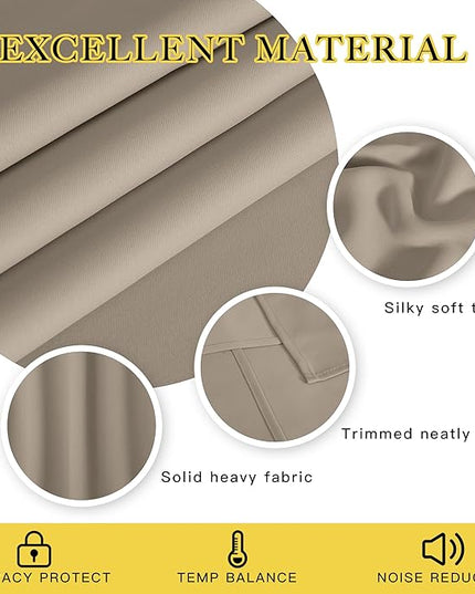 NICETOWN Blackout Curtain Drape for Bedroom - Light Reducing Thermal Insulated Solid Grommet Room Darkening Window Curtain 90 inches Long for Living Room (Taupe, 1 Piece, W66 x L90)