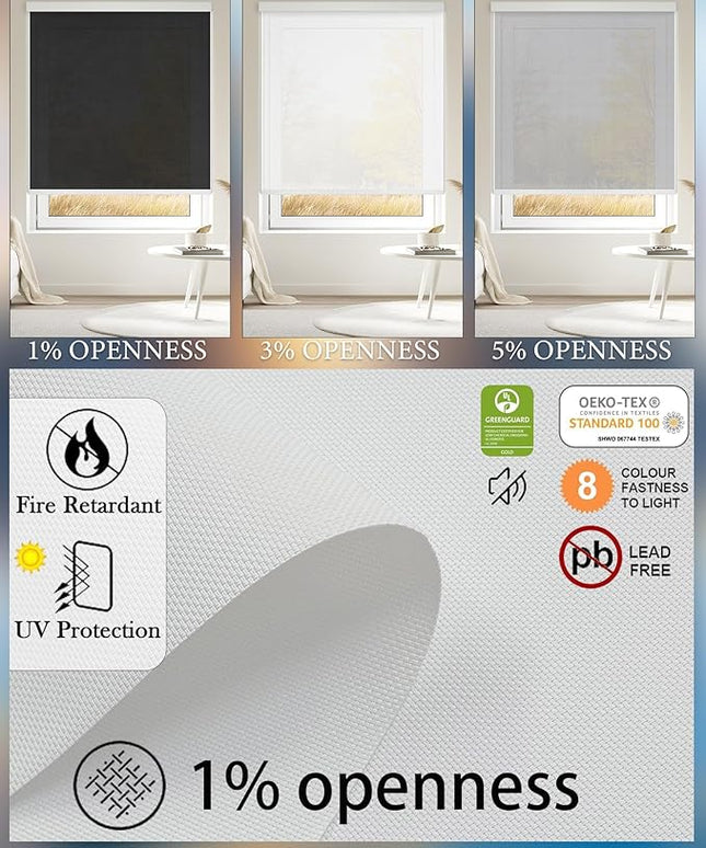 Motorized Blinds with Remote Cordless Automatic Motorized Shades Custom Blinds for Windows Smart Curtains Compatible with Alexa Google Home(Solar White,W48 x H72in)