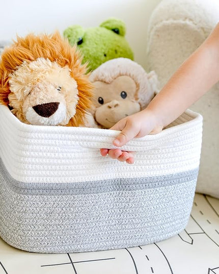 NaturalCozy Storage Baskets 16.8”x13”x7.6” Cotton Rope Woven Baskets for Organizing 3-Pack | Toy Storage Bins | Basket for Shelves, Laundry, Blanket, Clothes, Closet, Kitchen, Bathroom, Gifts