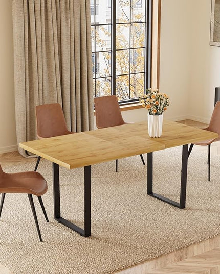 ZckyCine Modern Dining Table Set for 4-6 People Kitchen Dining Room Table Set Extendable Wood Dining Table and 4 Upholstered Chairs, Home Kitchen Furniture