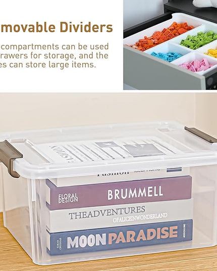 Citylife 17 QT Plastic Storage Box with Removable Tray Craft Organizers and Storage Clear Storage Container for Organizing Bead, Tool, Sewing, Playdoh, 2 Packs