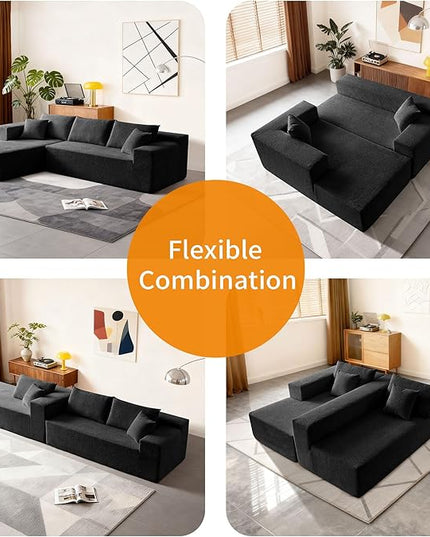 103.54'' Sectional Sofa, Raindrop Velvet Fabric L Shaped Sofa, 4 Seat Modern L Shape Couch with 2 Pillows Right Hand Lounge for Living Room, Office