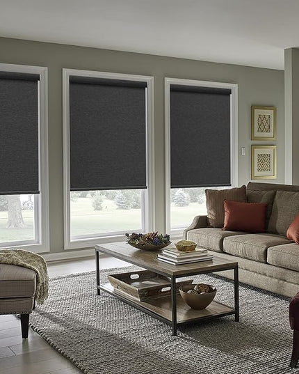 Zshine Motorized Blackout Window Blinds Customize Width (23-95 Inches) Remote Control Wireless and Rechargeable Roller Shades Blinds for Windows, Home, Office, Hotel, Club, Restaurant(82141H)