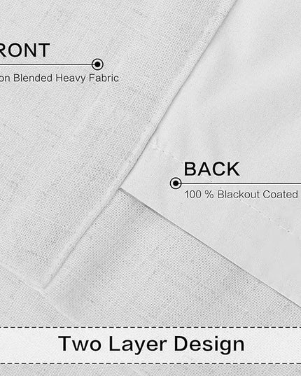 YZ HOME White Linen 63 Inch Length Pinch Pleated Blackout Curtains 2 Pages Back Tab Drapes Elegant 100% Black Out Short Room Darkening Pinch Pleat Curtains with Hooks for Small Window Bedroom