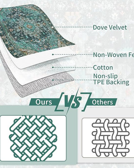 Ciicool Washable Vintage Runner 2' x 10' ft Hallway Rug Carpet, Boho Low Pile Long Non Slip Soft Kitchen Carpet Indoor Oriental Throw Rug