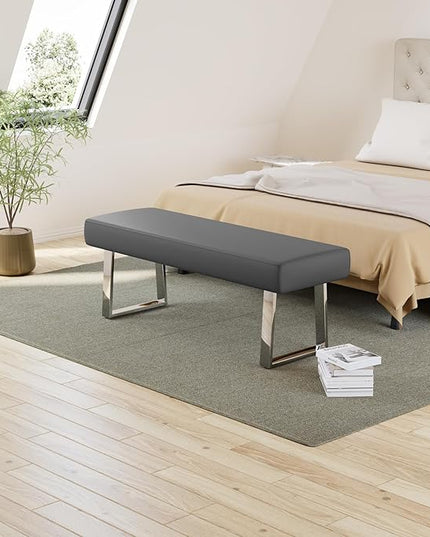 JIEXI Bedroom Bench, Bed end upholstered Bench, Indoor Corner Small Footstool with Metal Legs, for Kitchen entryway Dining Room and Living Room Window