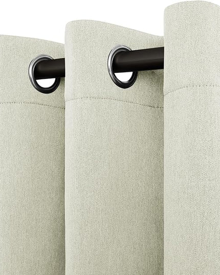 Easy-Going Linen Look Blackout Curtain Grommet Window Curtain Drapes for Bedroom, Living Room Thermal Insulated Room Darkening (2 Panels, 52x84 inch, Beige)