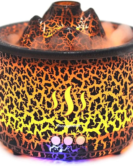 3in1 260ml Night Light, Essential Oil Diffuser for Bedroom, Office, Gym, Hotel Collection Diffuser, 3 Light Modes, 2/8H, Atomization Flame & Black Volcano Modes Oil Diffuser for Home