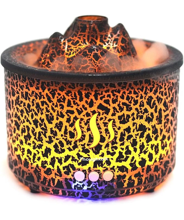 3in1 260ml Night Light, Essential Oil Diffuser for Bedroom, Office, Gym, Hotel Collection Diffuser, 3 Light Modes, 2/8H, Atomization Flame & Black Volcano Modes Oil Diffuser for Home