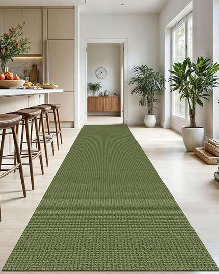 KOZYFLY Extra Long Runners for Hallways 3x18 ft Washable Kitchen Runner Non Slip Rubber Backed Hallway Rug Cotton Entryway Runner Rug Floor Carpet for Indoor Hall, Kitchen, Bright Green/Earthy Green