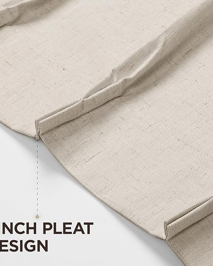 Joydeco Pinch Pleated Linen Curtains for Living Room, 100% Blackout Curtains 84 inches Long 2 Panel Thermal Insulated Pinch Pleat Drapes(Ecru,40'' Wx84'' L)