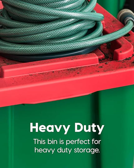 IRIS USA 4-Pack 12 Gallon Storage Bins with Lids |Made in USA| Heavy Duty Plastic Tote Containers for Holiday Organization, Large - Green/Red