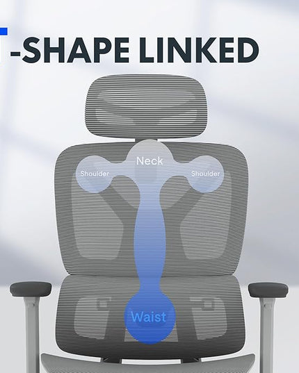 FLEXISPOT ErgoX Premium Ergonomic Office Chair with Footrest- Adjustable 3D Armrests, Dynamic Lumbar Support, Recline & Tilt Function, Mesh Seat, for Home & Office Use,Light Grey
