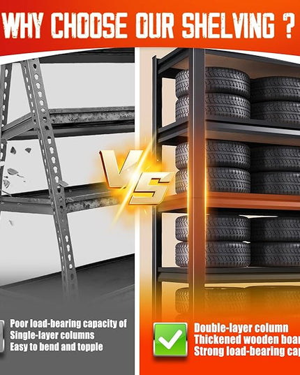 71"H Garage Shelving-5 Tier Garage Storage Shelves,Adjustable Heavy Duty Metal Shelving Unit and Storage Large Rack,Utility Steel Shelf For Warehouse Industrial Pantry Basement Organizers 71"x32"x14"