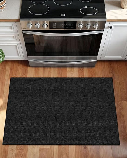 KOZYFLY Indoor Door Mat 2x3 ft Small Area Rugs Washable Front Door Mat Non Slip Rubber Backed Entryway Rug Cotton Entrance Doormat for Front Porch Bathroom Kitchen Bedroom, Black/Dark Grey