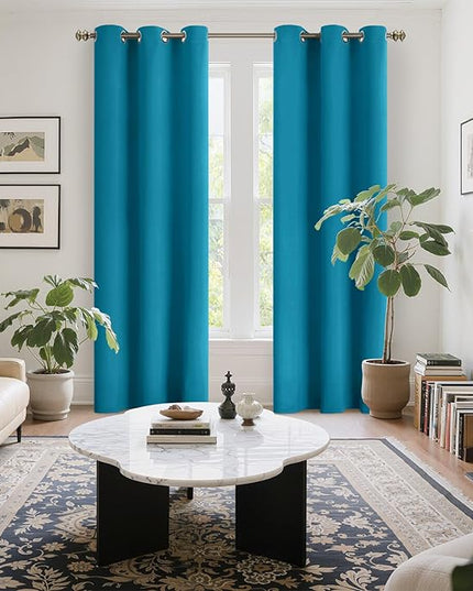 YoungsTex Teal Blue Blackout Curtains for Bedroom Windows 84 Inches Long - Thermal Insulated Drapes with Grommet Room Darkening Privacy for Living Room, 2 Panels, 42 x 84 Inch