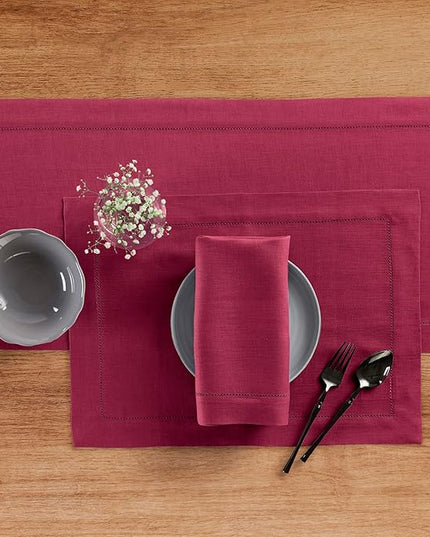 Solino Home Linen Cloth Napkins Set of 4-100% Pure Linen Beet Dinner Napkins 20 x 20 Inch for Christmas, Winter, New Year - Classic Hemstitch, Handcrafted and Machine Washable