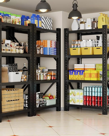 3000LBS Garage Shelving 32" W Garage Shelving Heavy Duty 4-Tier Metal Storage Shelves Adjustable Shelf Unit Storage Rack for Basement Supermarket Warehouse 32" W x 20" D x 63" H Black