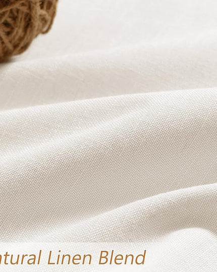 Guken Ivory Linen Blackout Curtains 84 Inch Length 2 Panels Set for Living Room Bedroom Back Tab Thermal Insulated 100% Black Out Linen Drapes Room Darkening Window Curtains 84 Inches Long