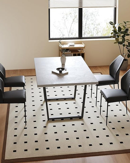 5 Piece Dining Table Set, 42.9 Inch Modern Kitchen Dining Table and Leather Dining Chairs for Kitchen Dining Room (Table + 4 Black Chairs)