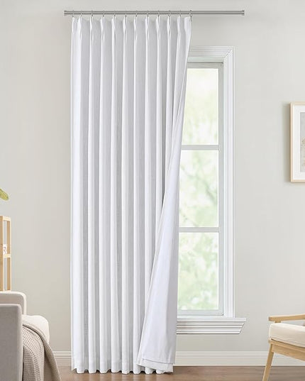 Vision Home White Pinch Pleated Full Blackout Curtains Thermal Insulated Window Curtains 120 inch for Living Room Bedroom Room Darkening Pinch Pleat Drapes with Hooks Back Tab 10 FT 60" Wx120 Lx1