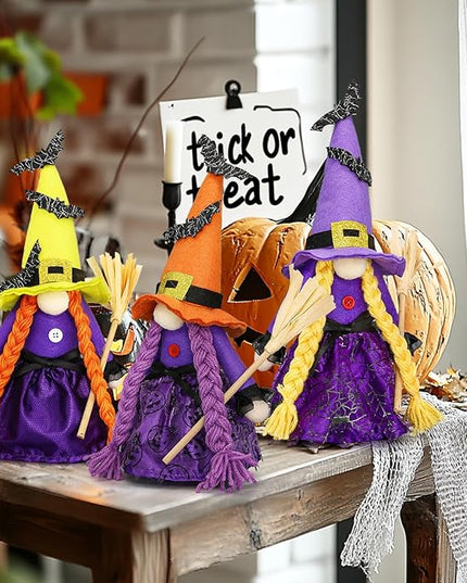 Lovinland Halloween Decorations - Halloween Decor - 3PCS Witch Plush Gnomes - Cute Hocus Pocus Decorations for Home, Indoor, Office, Table, Party Clearance