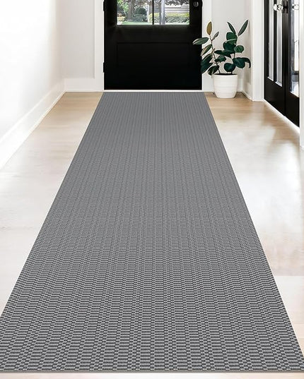 KOZYFLY Washable Runner Rug 3x12 ft Hallway Kitchen Runner Rugs with Rubber Backing Bobo Non Slip Entryway Runner Indoor, Long Carpet Runners for Hall Kitchen Entryway, Grey/Charcoal Grey
