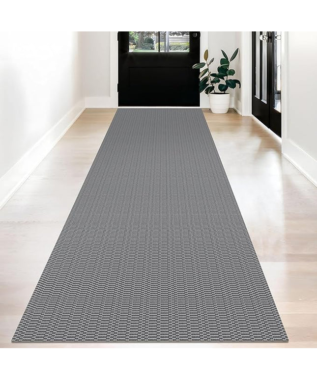 KOZYFLY Washable Runner Rug 3x12 ft Hallway Kitchen Runner Rugs with Rubber Backing Bobo Non Slip Entryway Runner Indoor, Long Carpet Runners for Hall Kitchen Entryway, Grey/Charcoal Grey