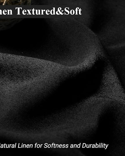 Naturoom Black Linen Shower Curtain Liner Neutral Weighted Cloth Fabric Textured Beige Farmhouse Rustic Burlap Country Style Shower Curtains for Bathroom,Black,72x84 Inches Length