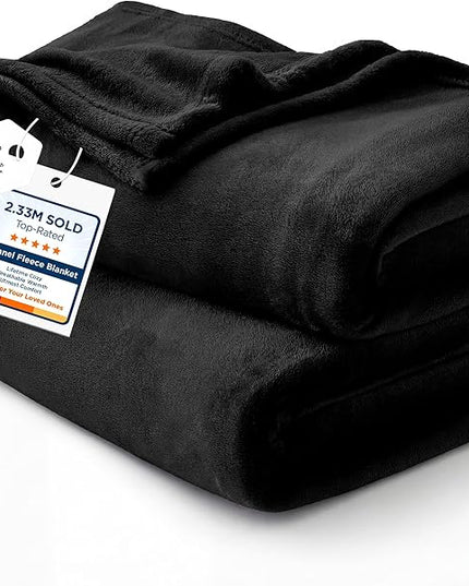 Bedsure GentleSoft Fleece Blankets Queen Size Black - Bed Blanket Soft Lightweight Plush Fuzzy Cozy Luxury Microfiber, 90x90 inches