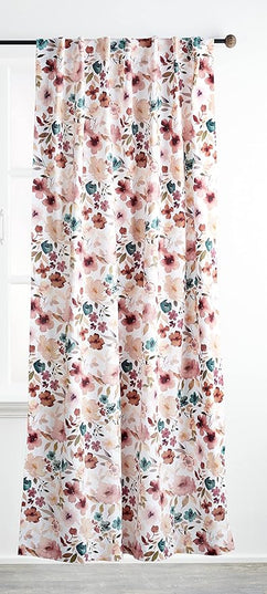 Maison d' Hermine Curtains for Living Room 100% Cotton 124 inch Length One Panel Light Filtering Curtains for Bedroom Windows with Rod and Loop Pockets Drapes (Blossom Florie, 50" W x 124" L)