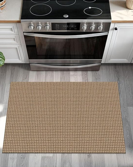 KOZYFLY Indoor Door Mat 2x3 ft Small Area Rugs Washable Front Door Mat Non Slip Rubber Backed Entryway Rug Cotton Entrance Doormat for Front Porch Bathroom Kitchen Bedroom, Tan/Orange/Brown