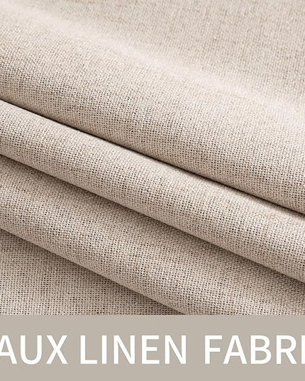MIULEE 100% Blackout Linen Textured Curtains for Bedroom Solid Thermal Insulated Natural Beige Grommet Room Darkening Curtains & Drapes Luxury Decor for Living Room Nursery 52 x 96 Inch (2 Panels)