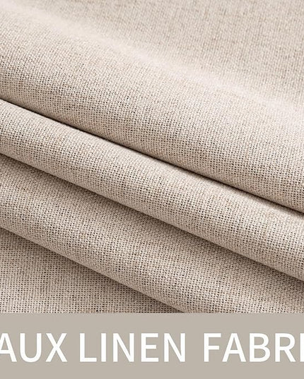MIULEE 100% Blackout Linen Textured Curtains for Bedroom Solid Thermal Insulated Natural Beige Grommet Room Darkening Curtains & Drapes Luxury Decor for Living Room Nursery 62 x 84 Inch (2 Panels)