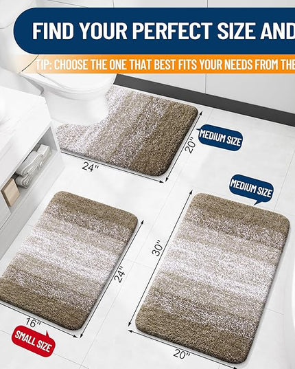 OLANLY Bathroom Rug Set 2 Piece, Soft Absorbent Microfiber Bath Rug Set, Non-Slip, Machine Wash Dry, Plush Shaggy Bath Mats for Bathroom (30"x20"+24"x16", Coffe)