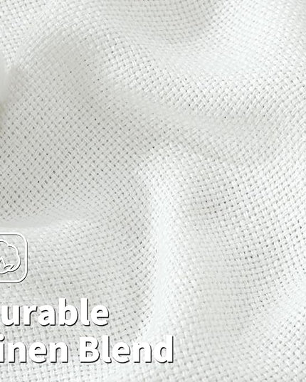 BGment White Linen Curtains 63 Inch Length 2 Panels - Burlap Textured Light Filtering Window Treatments Grommet Sheer Drapes for Farmhouse Bedroom, 38 X 63 Inch