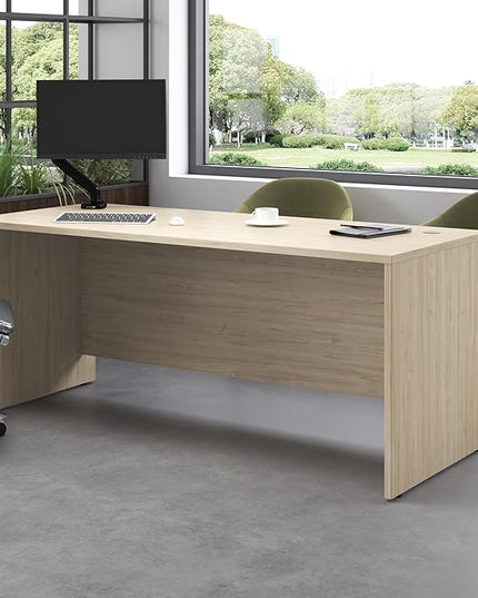 Bush Business Furniture Studio C 72W Computer Desk with Wire Management and Modesty Panel in Natural Elm, Professional Table for Home Office and Corporate Office