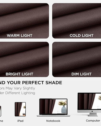 Joydeco Blackout Curtains 45 Inch Length 2 Panels Set, Thermal Insulated Long Curtains& Drapes 2 Burg, Room Darkening Grommet Drapes for Living Room Bedroom Window (W52 x L45 Inch, Chocolate)