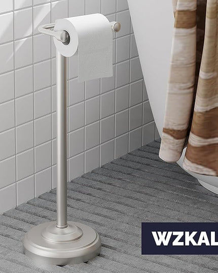 Toilet Paper Holder Stand, Brushed Nickel Toilet Paper Holder Free Standing, Post Pivoting Design & Stable Weighted Base SUS304 Stainless Steel for Bathroom(Mega Roll)