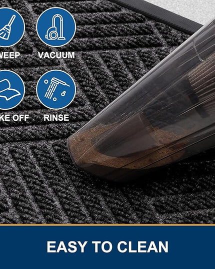 Smiry Front Door Mat Outside Entrance, Heavy Duty Outdoor Indoor Natural Rubber Doormat, Non Slip, Trap Dirt and Moisture, Easy Clean, Low Profile Patio Porch Entryway Mat, 35x23, Silver Grey