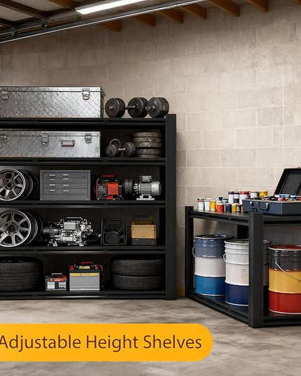 Metal Storage Shelves Unit,5-Tier Adjustable Heavy Duty Garage Shelving,3500LBS Garage Storage Industrial Shelves,Storage Racks,Steel Shelf Suitable for Shop,Warehouse,Basement